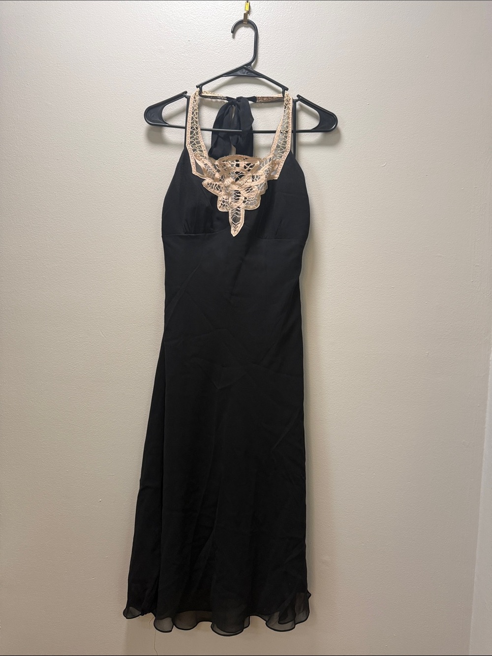 Black Halter Evening Dress with Lace Detail / Evening Event Dress